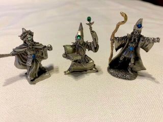 Set Of 3 Rawcliffe Pewter & Ral Partha Wizard Figurines