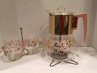 Vintage Perc King By Handcraft Coffee Percolator Pink And Gold Retro W/cream/sug