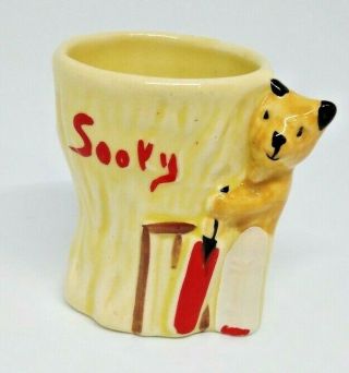 Keele Sooty Playing Cricket Vintage Egg Cup 50s/60s Red Logo