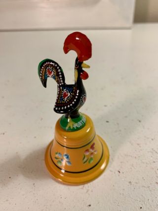 Vintage Traditional Portuguese Rooster With Bell,  Made In Portugal Hand Painted