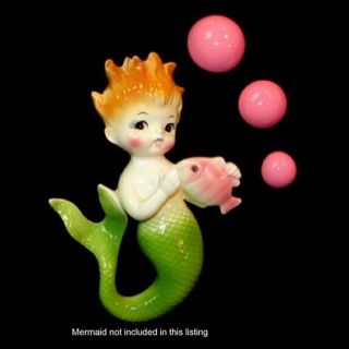 MIAMI PINK BUBBLES for Vintage Mermaid Fish and Seahorse Wall Plaque Hangings 3
