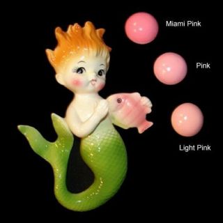 MIAMI PINK BUBBLES for Vintage Mermaid Fish and Seahorse Wall Plaque Hangings 4
