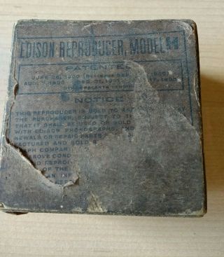 Antique Box For Edison Reproducer Model H 1900 Cylinder Machine