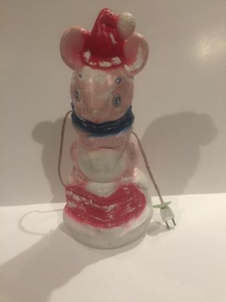 Vintage Christmas Mouse On Chimney Blow Mold Plastic Empire Light 1970 Rare 13”