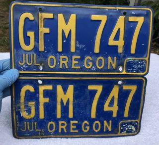 1964 - 1973 Oregon Vintage License Plate Pair Gfm 747