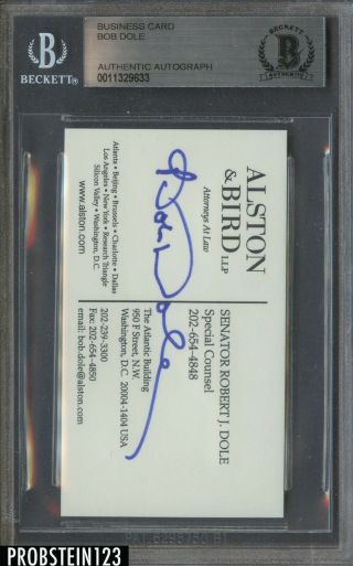 Bob Dole U.  S.  Senator Signed Business Card Auto Autograph Bgs Bas Authentic