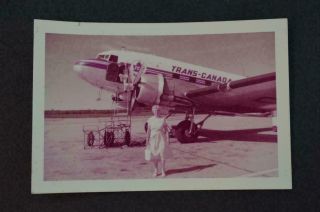 Vintage 1957 Photo Trans Canada Air Lines Tca Airplane At Airport 958017