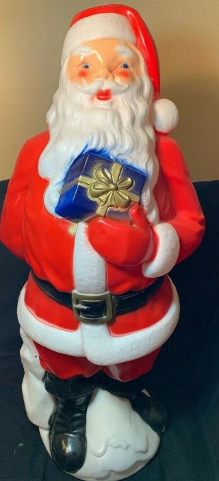 General Foam Santa Claus Holding A Blue Present Christmas Blow Mold 33 " Tall