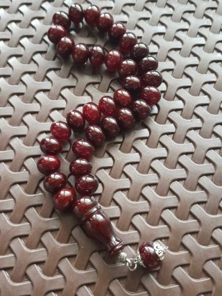 vintage Faturan rosary Cherry red مسبحة amber Bakelite Islamic Prayer Beads 54GR 2