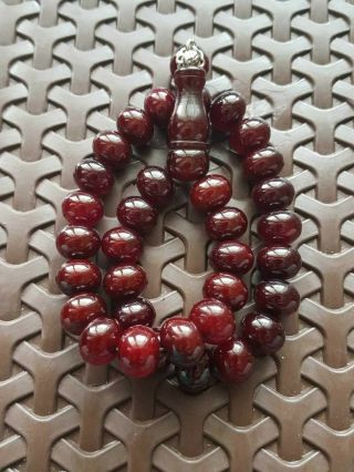 vintage Faturan rosary Cherry red مسبحة amber Bakelite Islamic Prayer Beads 54GR 3