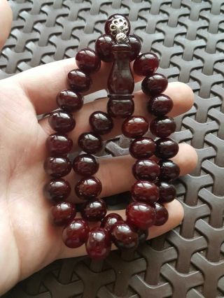 vintage Faturan rosary Cherry red مسبحة amber Bakelite Islamic Prayer Beads 54GR 4