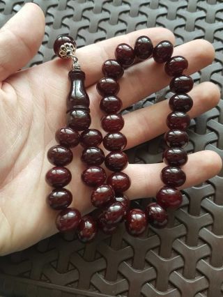vintage Faturan rosary Cherry red مسبحة amber Bakelite Islamic Prayer Beads 54GR 5