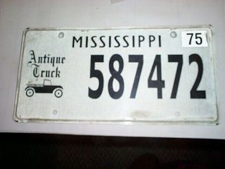 Mississippi Antique Truck License Plate Tag