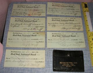 1925 Red Oak National Bank Iowa Check Book & Stubs / 1922 Canceled Checks