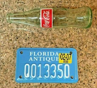Florida Fla.  Antique MOTORCYCLE License Plate Tag Q013350 Blue & White 5