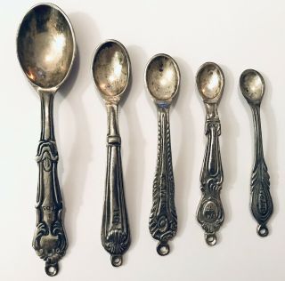 Vintage Silver Plated Measuring Spoons Set Of 5 Different Sizes India Flatware