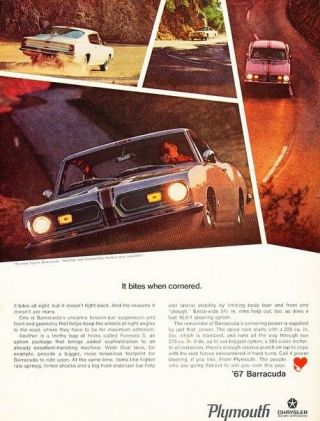 1967 Plymouth Barracuda With Stripe Advertisement Print Art Car Ad Pe58