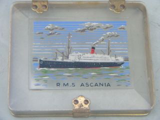 Rms Ascania Cunard Line Cigarette Card Case Perspex