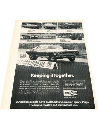 1971 Plymouth Cuda Nhra Nascar Race - Vintage Advertisement Car Print Ad J415