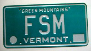 Vermont Vanity Plate Ca 1967 - 8 Fsm Cond
