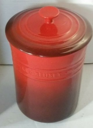 Le Creuset Medium 3.  5 Qt Stoneware Canister Storage Red