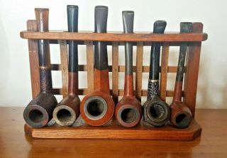 Lovely Vintage Wooden Tobacco Pipe Rack - Holds Six Pipes