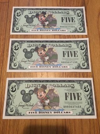 2001 Disney Dollars Set Of 3 Disneyland - California Adventure Park