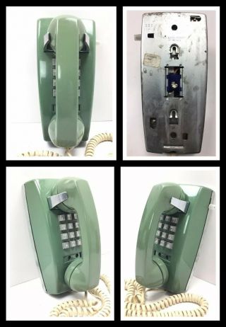 Vintage Western Electric 2554b Avocado Green Push Button Dial Wall Telephone