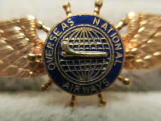 1960s Overseas National Airways Flight Attendant Wings Airlines Pin Badge