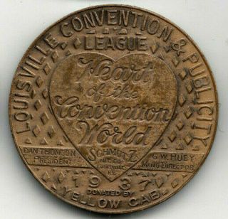 Louisville Ky Token - Convention & Publicity League 1937 - Yellow Cab,  Sewer Cap