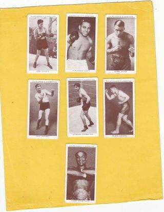 Churchman 7 Diff Cards Boxing Personalities All Champions.  Mnly.  Usa.  Issued 1938.