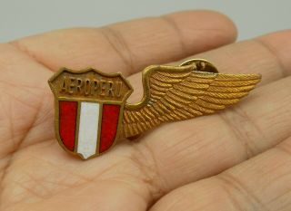 Vintage Airline Lapel Badge Pin Aeroperu Wings Metal Enamel Peru