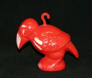 Carnival Colored Red Plastic Animal Vulture Christmas Ornament Decoration 1950s