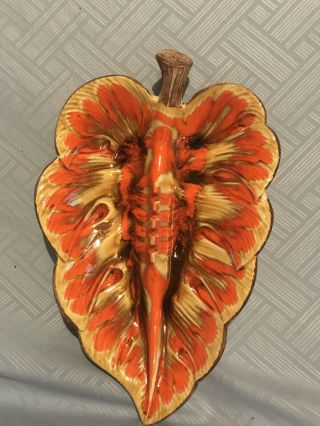 Vintage Treasure Craft Ashtray Ceramic Banana Leaf - Orange,  Brown,  Yellow