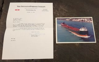 1965 Shenango Furnace Co.  Shenango Ii Great Lakes Ship Photo W/company Letter