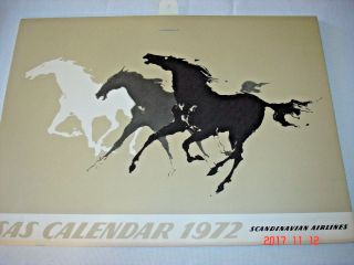 Vintage 1972 Sas Calendar Illustrated By Otto Nielsen Theme Horses And Ponies