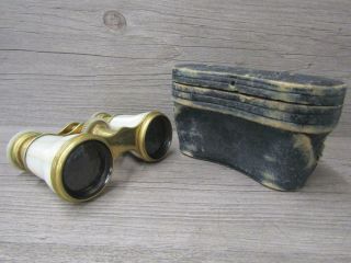 Vintage Lemaire Paris Mother Of Pearl Opera Glasses Binoculars With Case