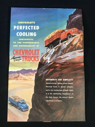 Vtg 1940 ' s Chevrolet Chevy Trucks Dealer Mail Advertising Sales Brochure 2