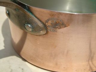 French Vintage Copper Saucepan Collectable Stamped Tin Lined Chefs Pan