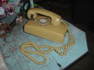 Vintage 5 - 76 Itt Telephone Rotary Wall Phone Mustard Yellow Prop Cabin Decor