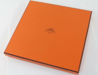 Hermes Empty Square Scarf Box In Signature Orange 9 1/2 " Square X 3/4 "