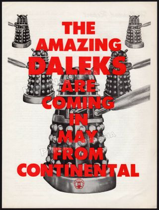 Doctor Who And The Daleks Are Coming_original 1966 Trade Ad / Continental_1965