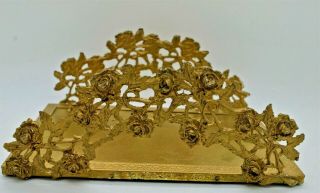 Vintage Filigree Towel Tray 24k Gold Plated Ormolu Roses Vanity 7 3/4 " X 4 3/4 "