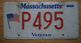 Single Massachusetts License Plate - P495 - Veteran