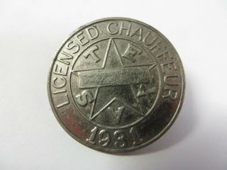 Vintage 1931 State Of Texas Licensed Chauffeur Badge Driver Pin Dayton Stencil