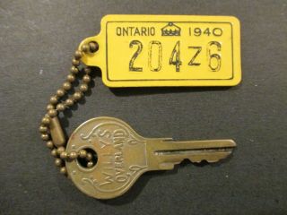 RARE 1940 Ontario License Plate Keytag Good Rich Gold Star Oil Pre War Amp DAV, 3