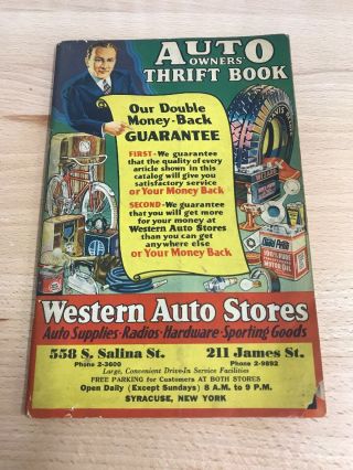 Vintage Western Auto Supply Co Book Syracuse,  York - Rare