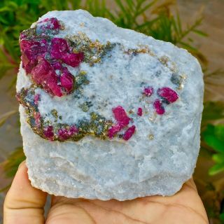 Wow 1066 Gram Top Class Damage Terminated Red Color Ruby Bunch Specimen