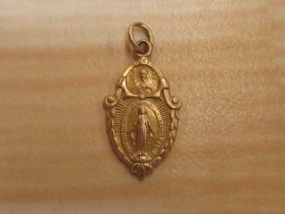 10k Yellow Gold Jewelry Pendant Charm Scapular Medal Miraculous Mary Religious