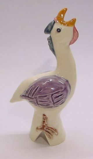 Adrian Pottery Pie Bird Vent/funnel Crowing Rooster In Pastels